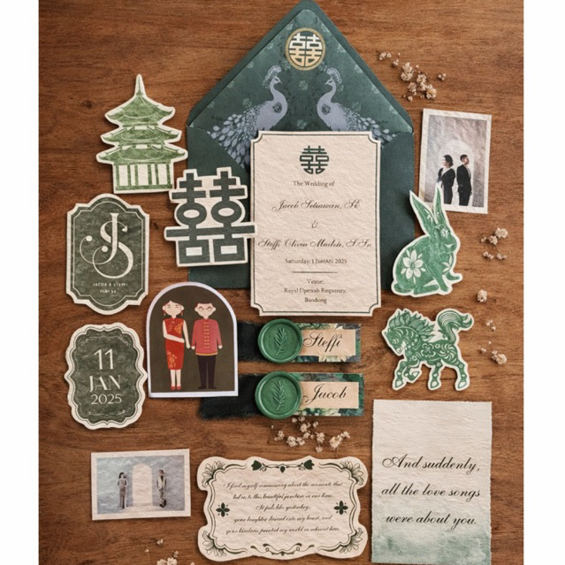 GREEN CHINESE Wedding Keepsake Wedding Giws Undangan Pernikahan