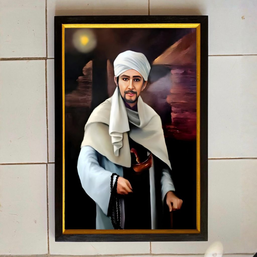 hiasan dinding lukisan cetak plus bingkai ukuran 65x45cm gambar sunan gunung jati