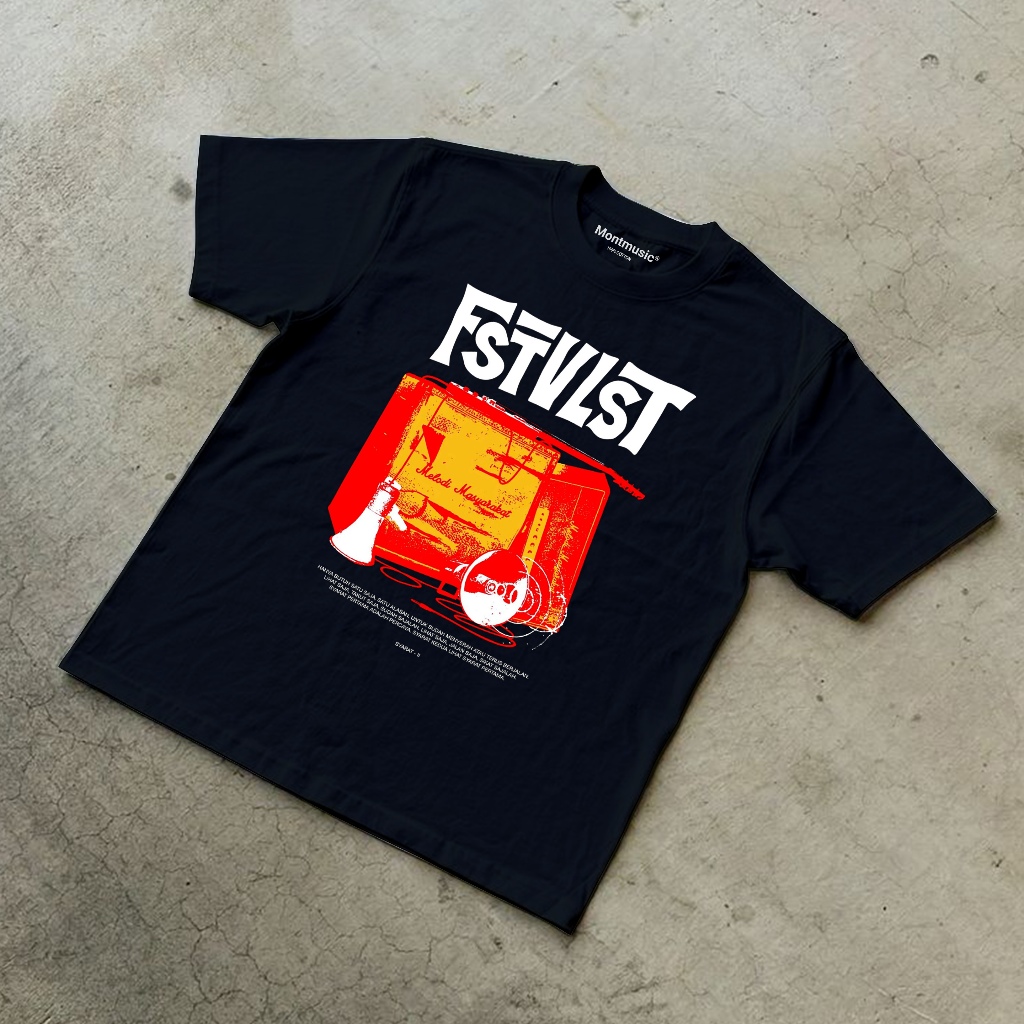 Kaos Band Fstvlst Melody Masyarakat Hitam Merchandise Fstvlst Cotton Combed Premium Tshirt Band Pria