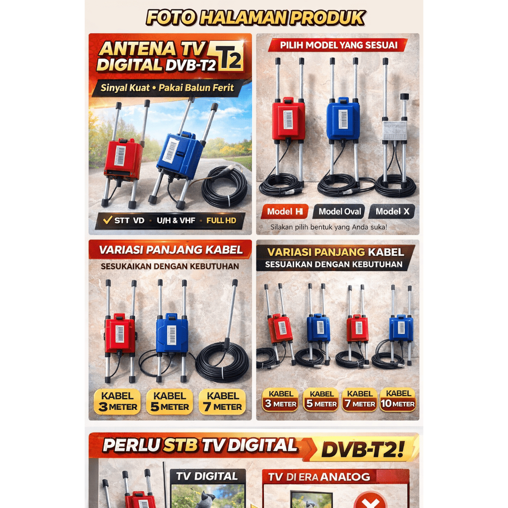 Driven Antena TV Digital DVB-T2 | Antena UHF Indoor Outdoor | Sinyal Kuat + Balun Ferit FULL HD