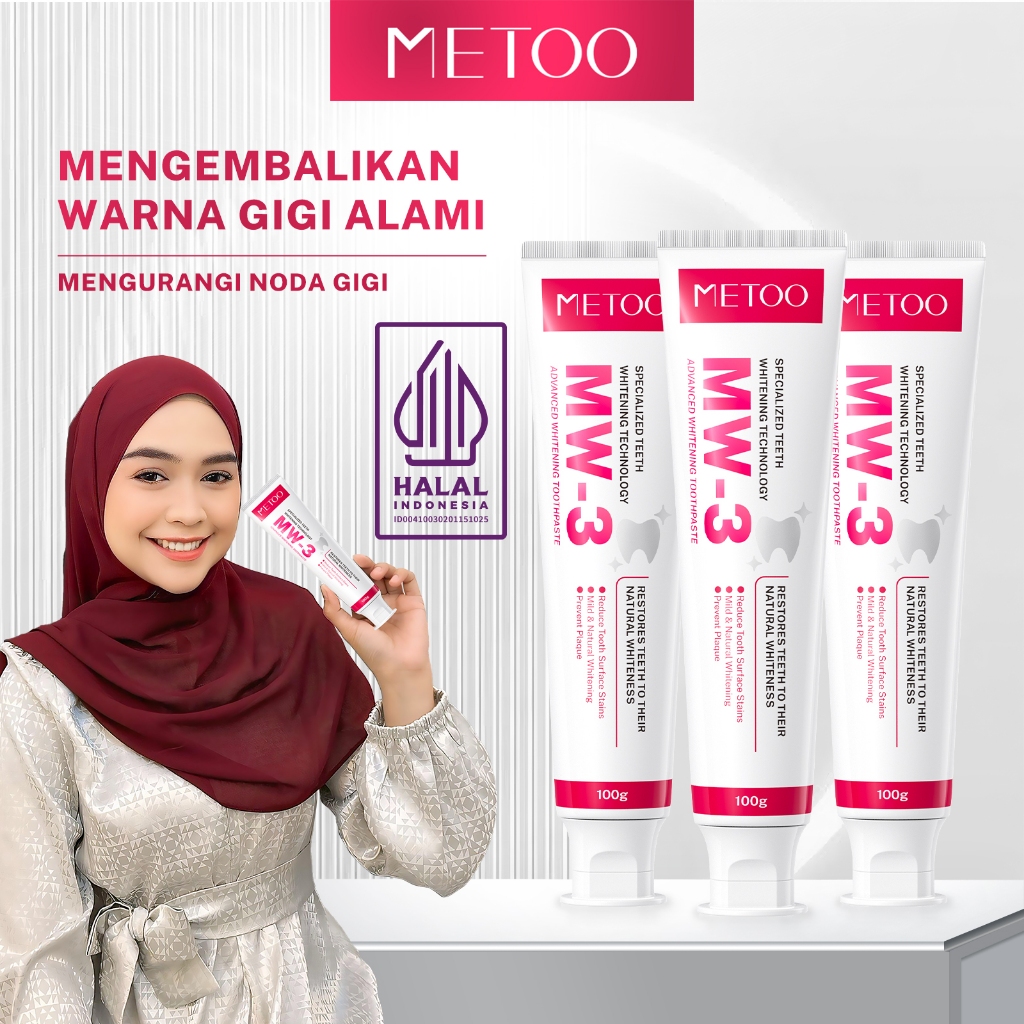 [Senyum Cerah]METOO PASTA GIGI MW3- BPOM-100g*1/2/3 - pemutih gigi / Bebas Sensitif / Bebas Karang G