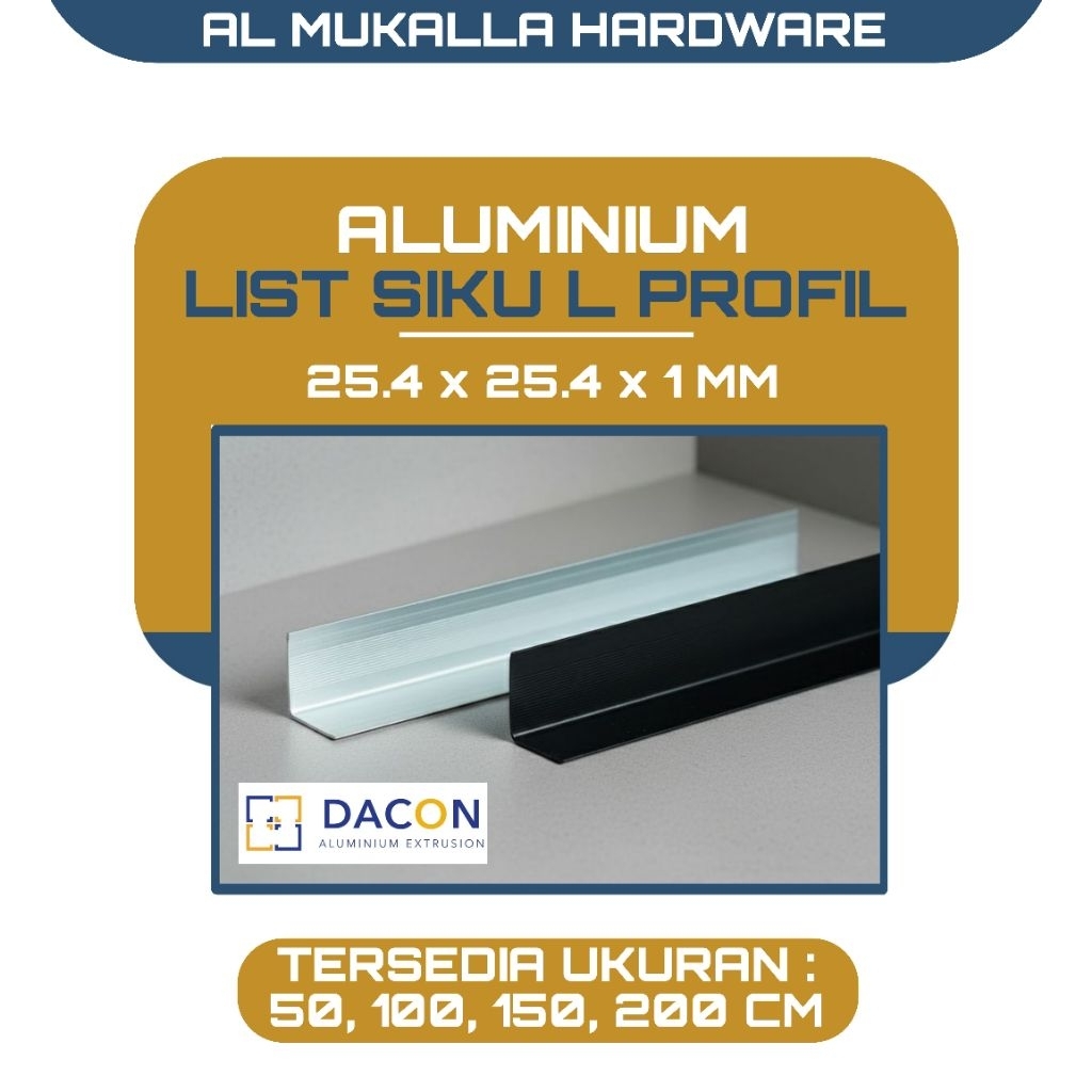 Lis Siku Aluminium Dacon 25 x 25 mm | List Siku L aluminium Sudut