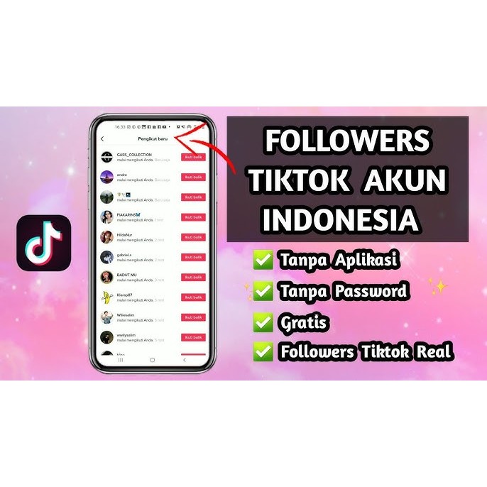 Followers Tiktok 100% permanen non drop murah Follower pengikut like Tiktok Indonesia