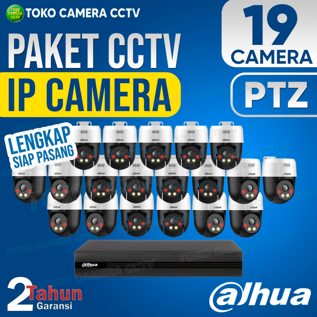 PAKET CCTV IP CAMERA PTZ DAHUA 32 CHANNEL 19 KAMERA