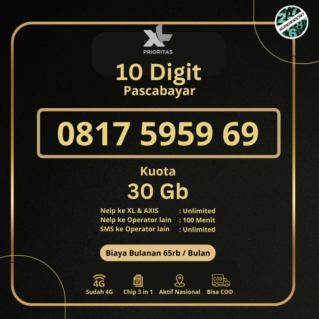 XL 10 DIGIT CANTIK - NOMOR CANTIK XL PRIORITAS 10 DIGIT EKOR HOKI 69 - 5G Ready