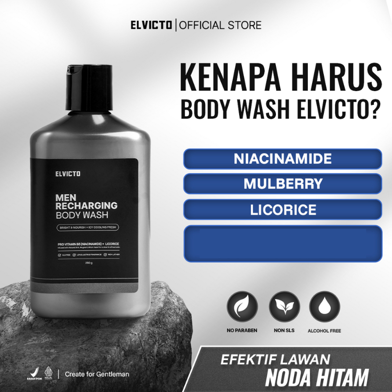 ELVICTO MEN RECHARGING BODY WASH 250gr | Sabun Mandi Pria Men Body Wash Body Soap Inspired by Escoba