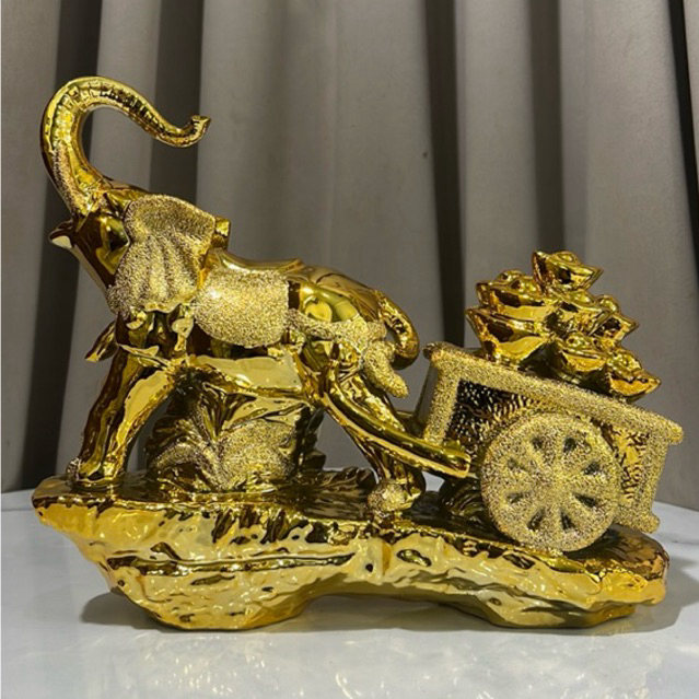 pajangan keramik gajah kencana