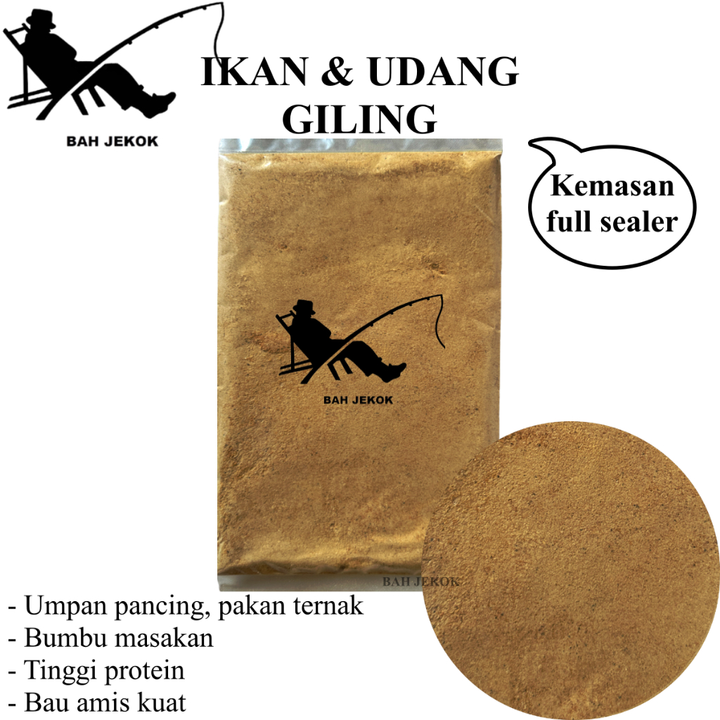 Tepung ikan & udang giling untuk umpan ikan Gacor Pancing Kolam, laut & pakan ternak