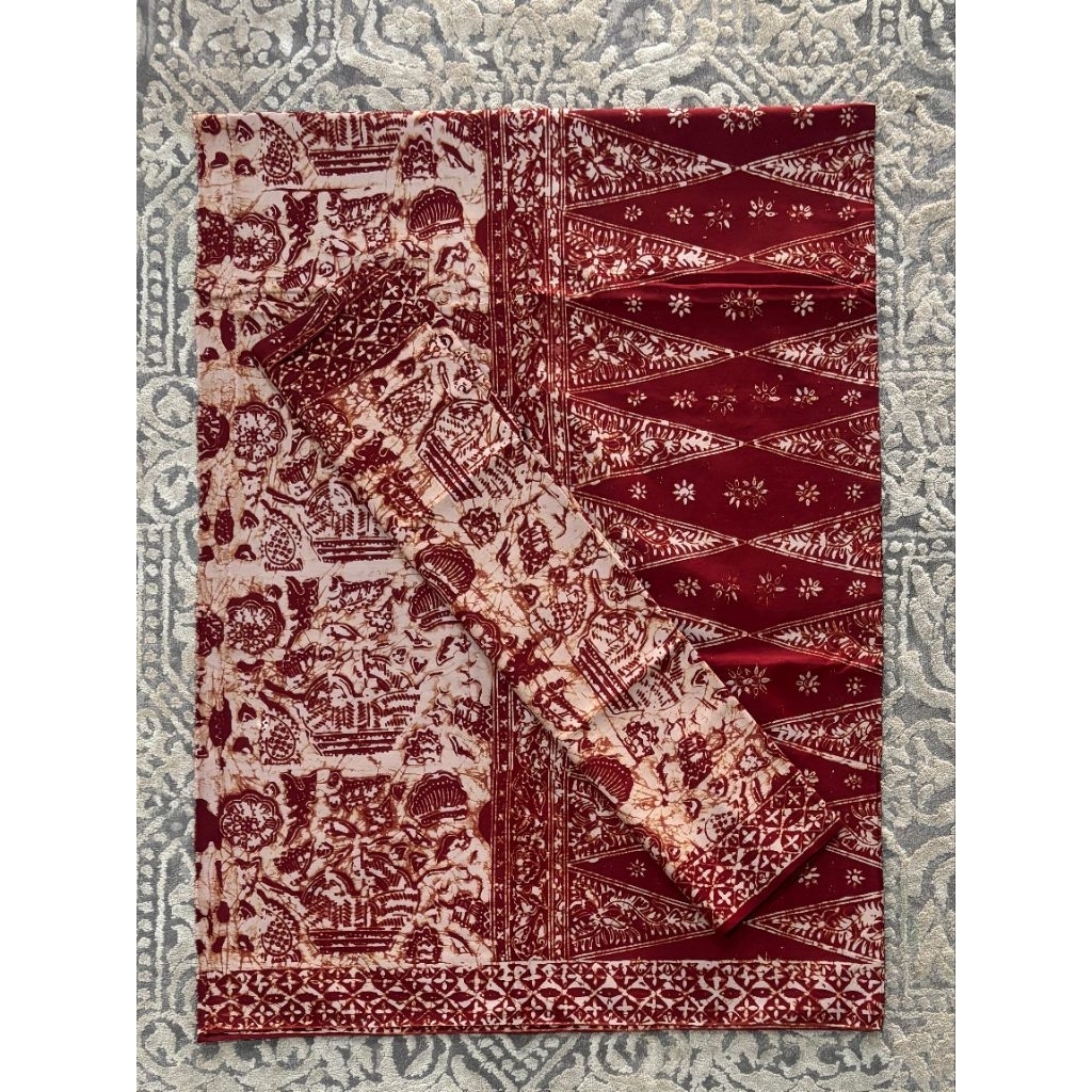 [ARINIbatik] BATIK JAMBI - Set Kain sarung Selendang / Bawahan Katun Halus Motif Kapal Sanggat Terac