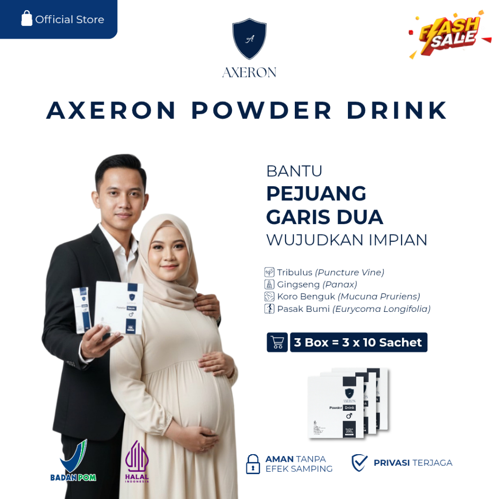 [FLASH SALE] Axeron Powder Drink ORI dengan Ekstrak Tribulus Terrestris BPOM (3 x 200 gr)