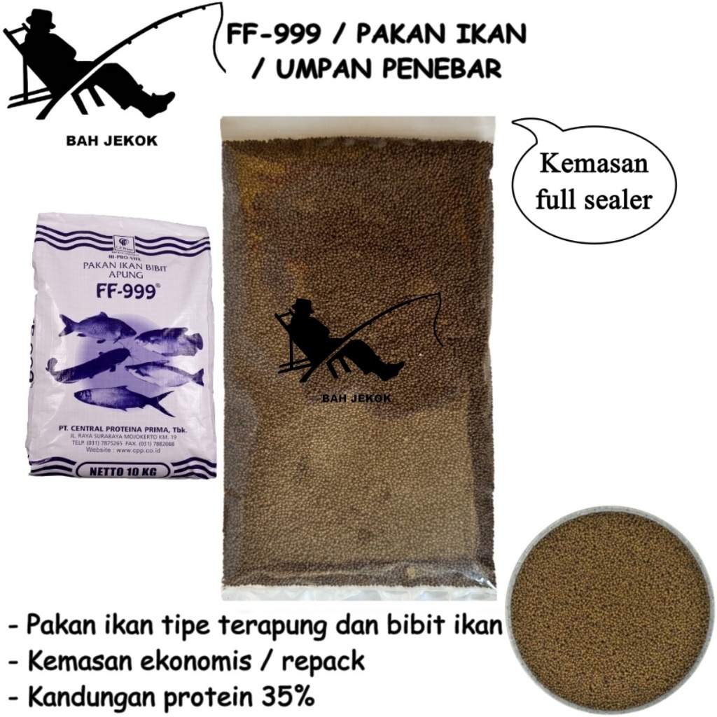 Pelet FF-999 Pakan Ikan Lele Mas Nila Gabus dll di kolam & Akuarium (250gr - 1kg).