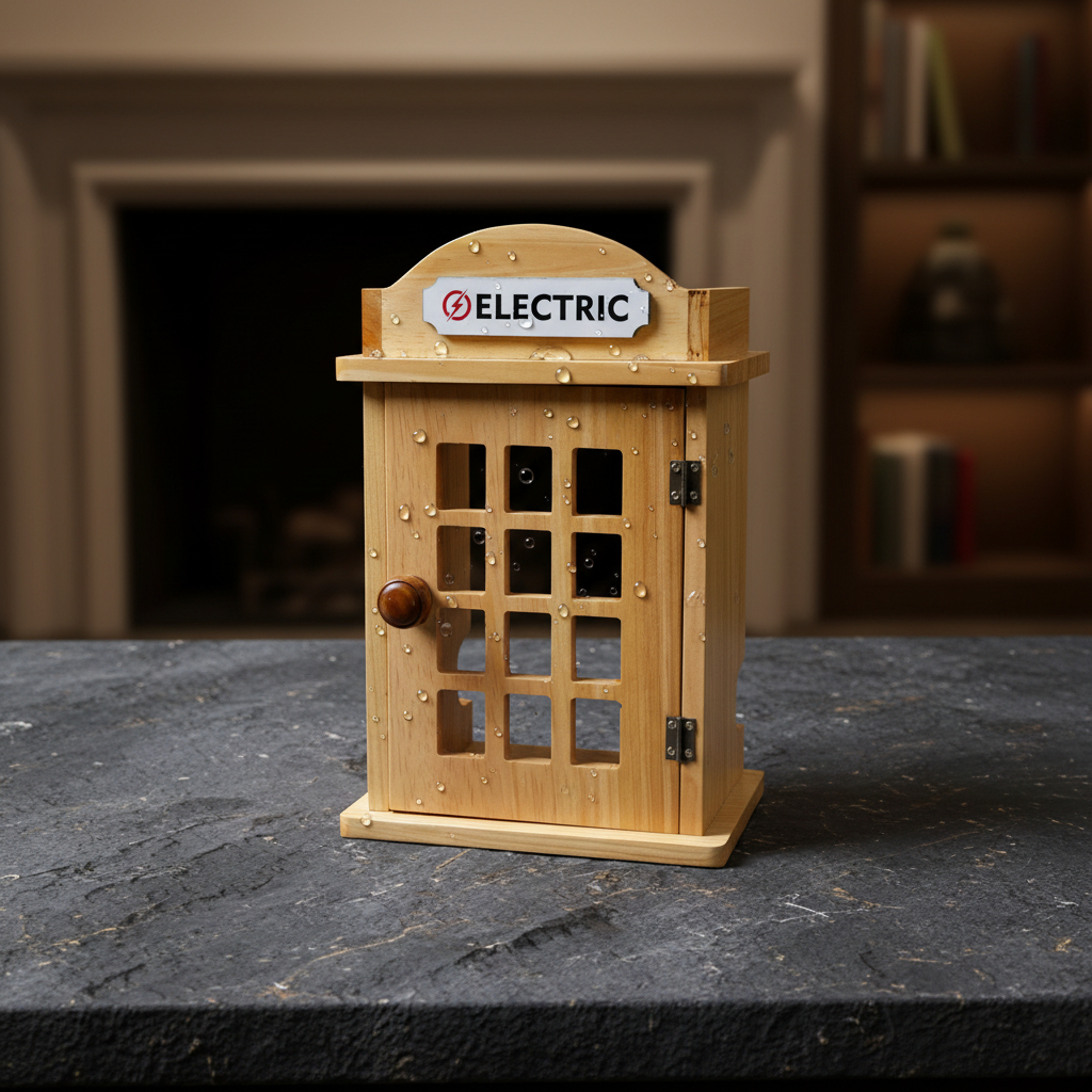 Box Token Listrik Minimalis Kayu Natural London - Dekorasi Dinding Unik