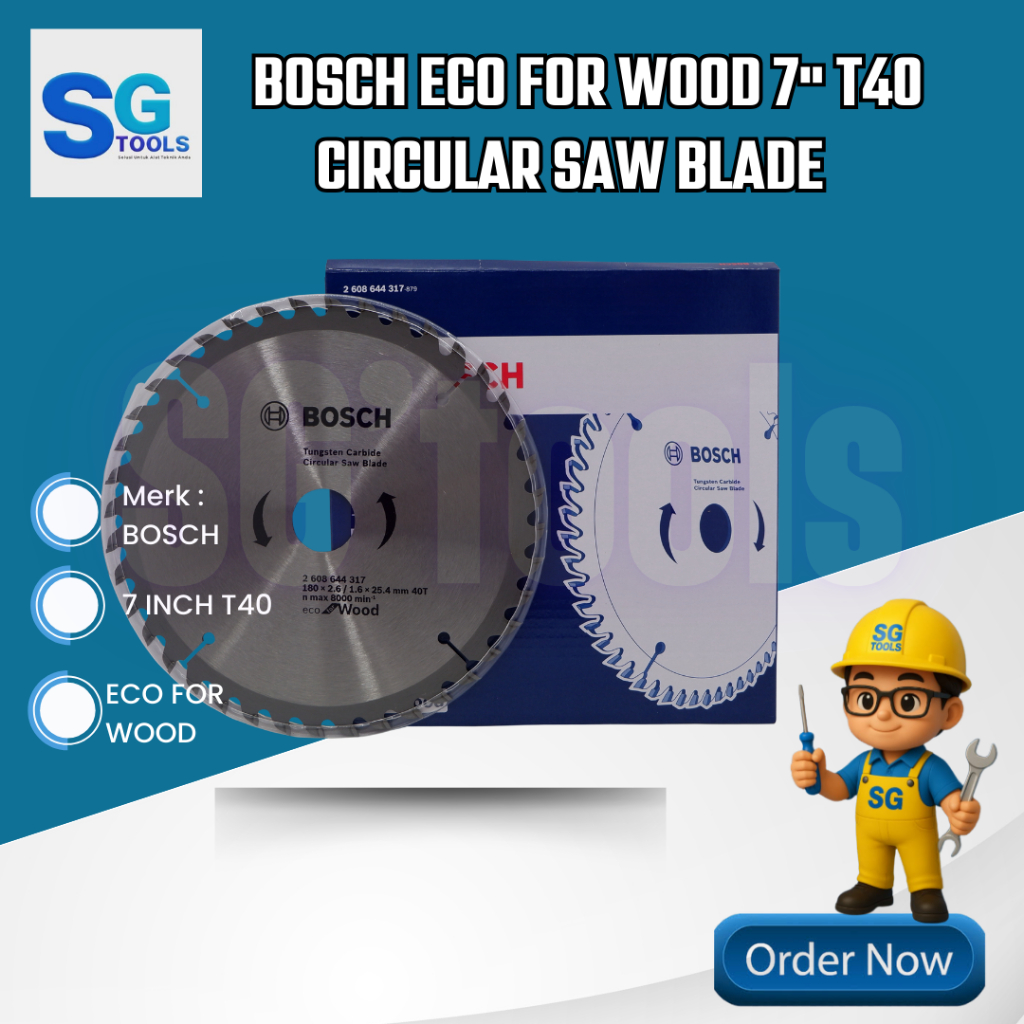 Bosch Mata Gerinda Potong Kayu 7" 40T 180mm Eco for Wood 40T - Mata Potong kayu - circular saw blade