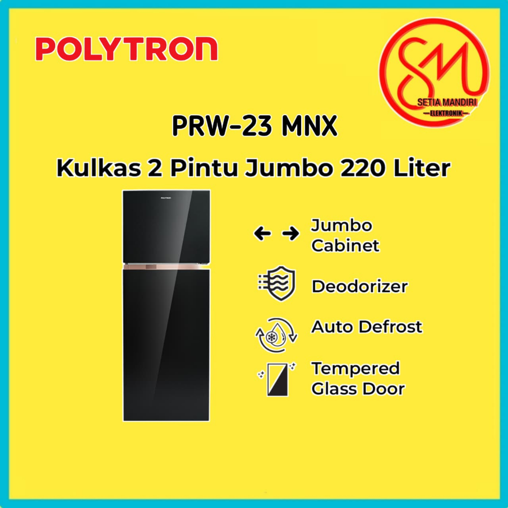 Kulkas 2 Pintu POLYTRON PRW-23MNX / PRW-29MNX (Black) New Model