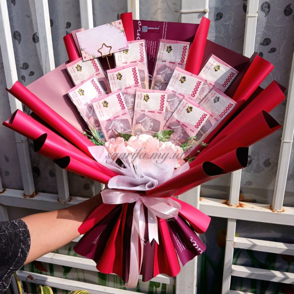 Buket Uang 10 Lembar Kosongan / Money Bouquet Custom / Bouquet Custom Wisuda Ulang Tahun