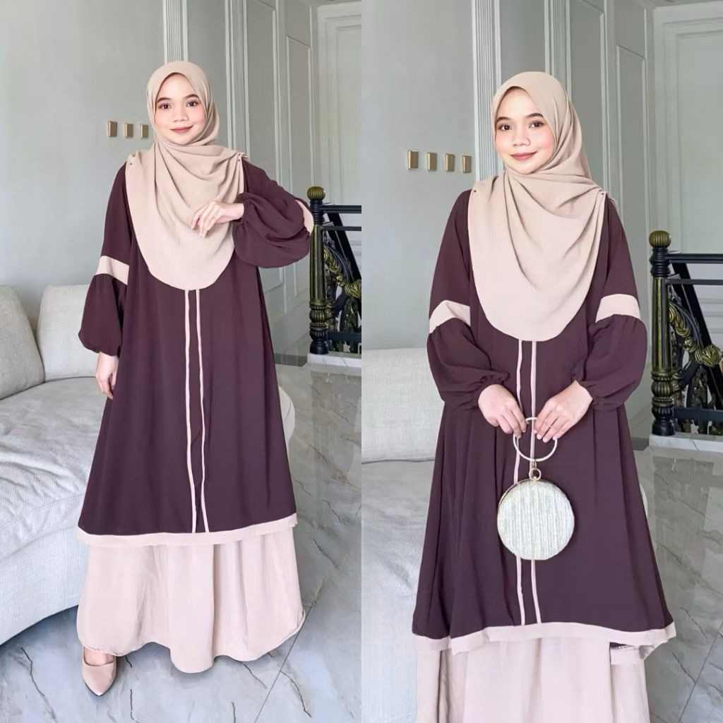 Oneset Setelan Rok Turki Tunik Syar’i Jumbo Ld 120 Set Tunik Malaya Terbaru kenian