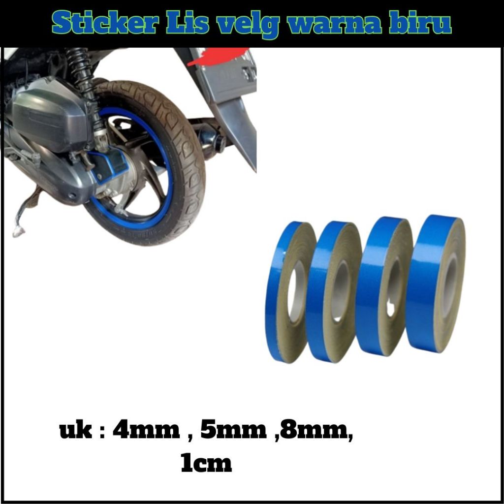 Sticker Stiker Sticker List Velg Roll Gulung Motor Mobil variasi Stiker Vlag Motor BIRU