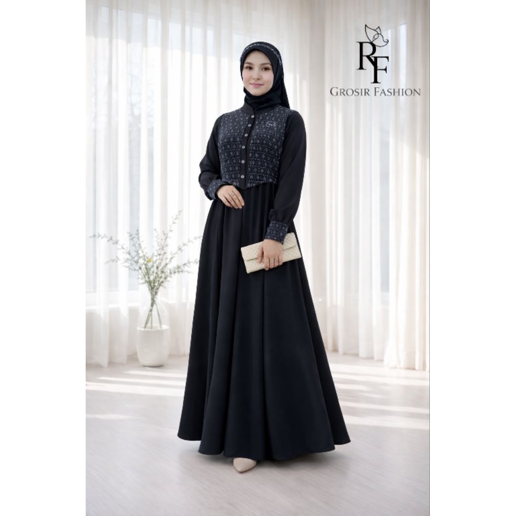 Gamis Shabira Mix Brokat Couple Only Mom Crinkle Airflow// Gamis Shabira Mom Crinkle Airflow Terbaru