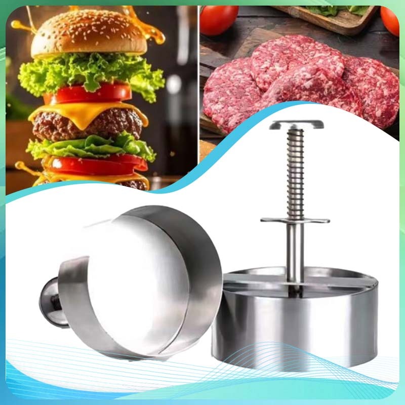 Cetakan Burger Bulat 1set Cetakan Burger Patty Stainless Cetakan Patty Burger Sapi Patty Press Stain