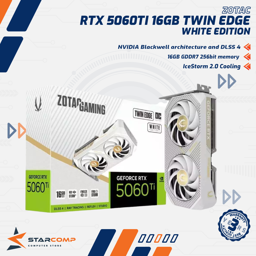 ZOTAC VGA GEFORCE RTX 5060 TI / 5060TI TWIN EDGE OC WHITE ED 16GB GDDR7