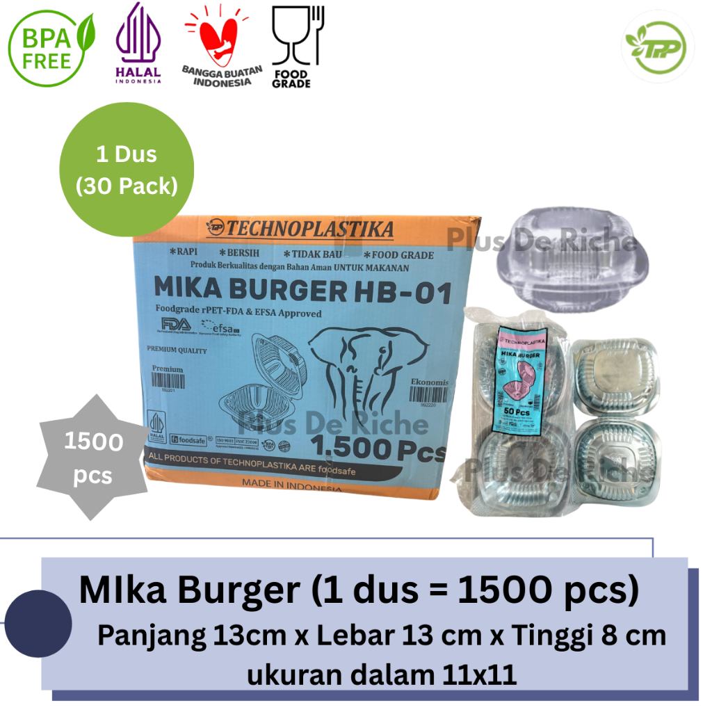 [ GROSIR ] 1 KARTON Mika Burger Techno (isi 1500 pcs)