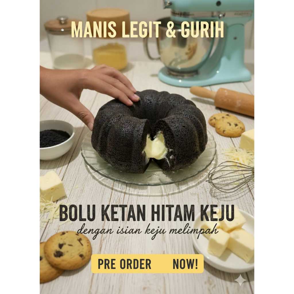 Bolu Ketan Hitam Keju Lumer Uk. 20cm *BEST SELLER*