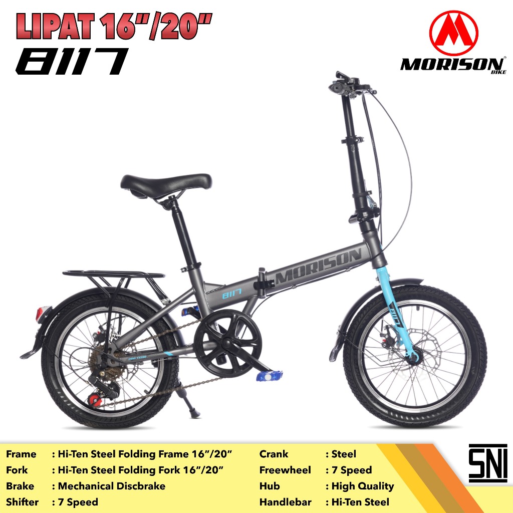 SEPEDA LIPAT ANAK 16 20 INCH MORISON 8117 REM CAKRAM 7 SPEED