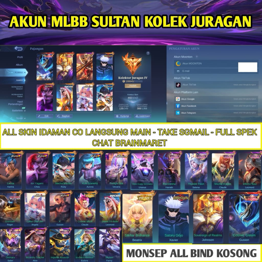 Akun Sultan ML Kolek Juragan - Skin Spek Idaman Starboy