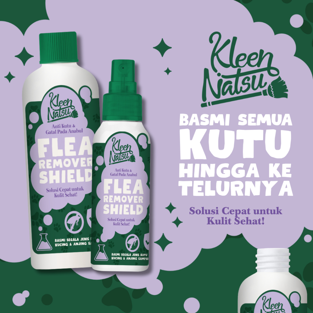 FLEA REMOVER KUCING KLEENNATSU (GRATIS 250ML) Obat Pembasmi Kutu Kucing Spray 100ML Semprotan AMPUH 