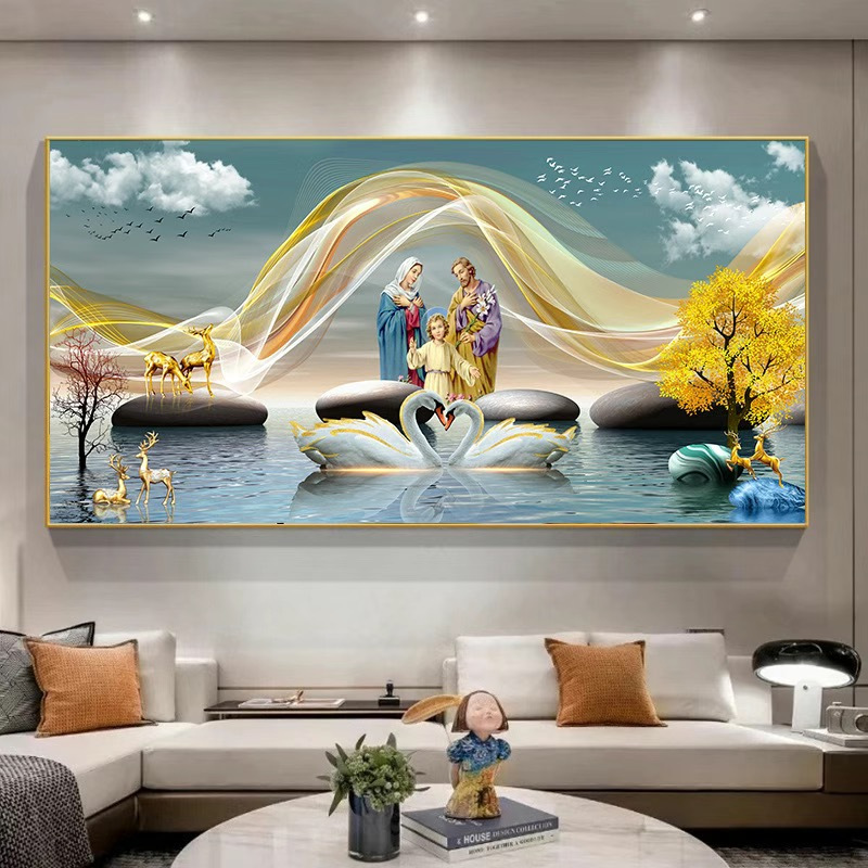 Lukisan Porcelain 5D Diamond Painting – Keluarga Kudus Yesus Maria Yosef – Hiasan Dinding Religi