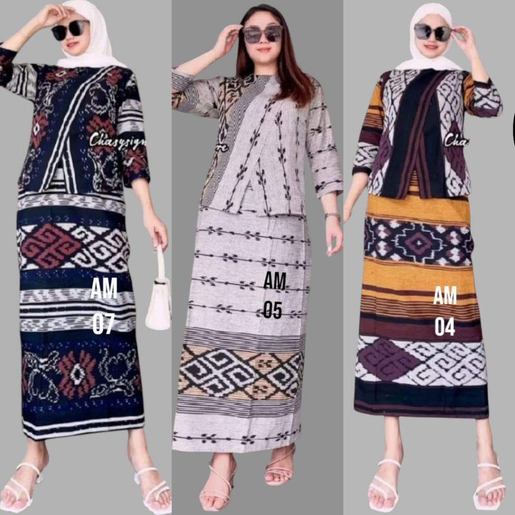 Setelan one set tenun Troso atasan rok span tenun etnik. setelan kondangan AM