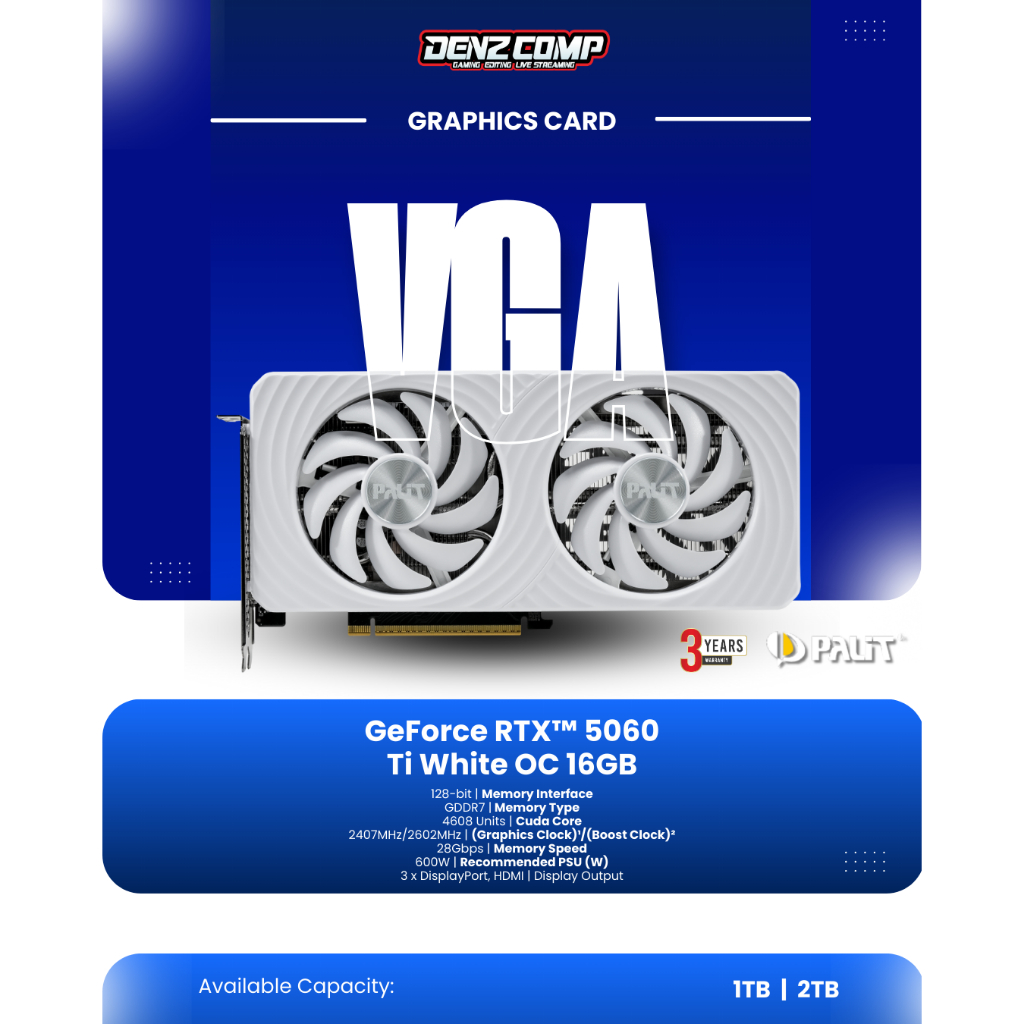 PALIT GeForce RTX 5060 Ti 16GB GDDR7 WHITE OC