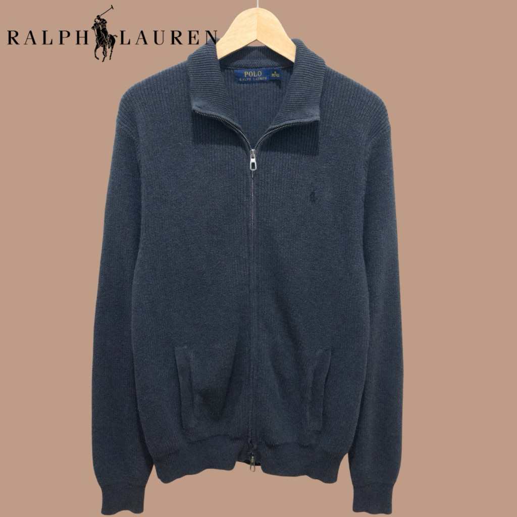 Polo Ralph Lauren Dark Grey Full Zip Cotton Sweater