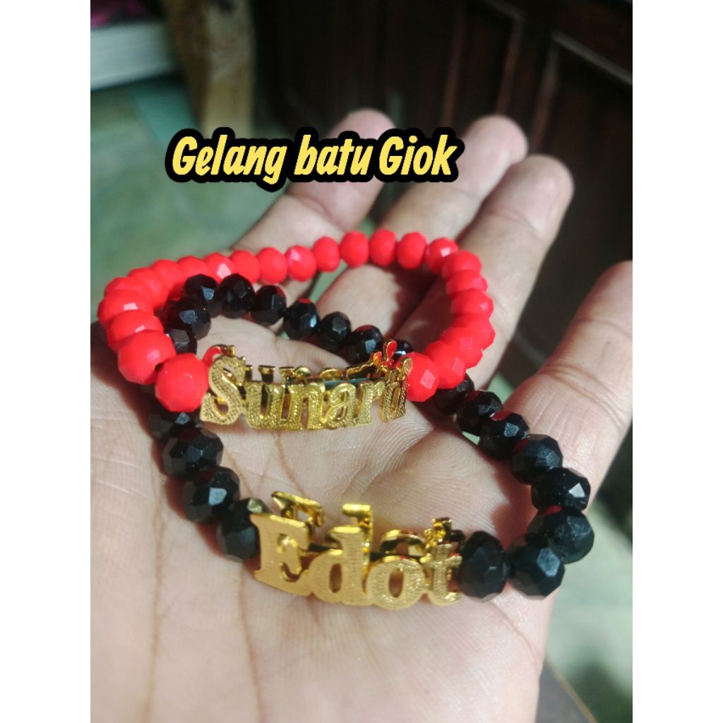 Gelang batu Giok ukir nama