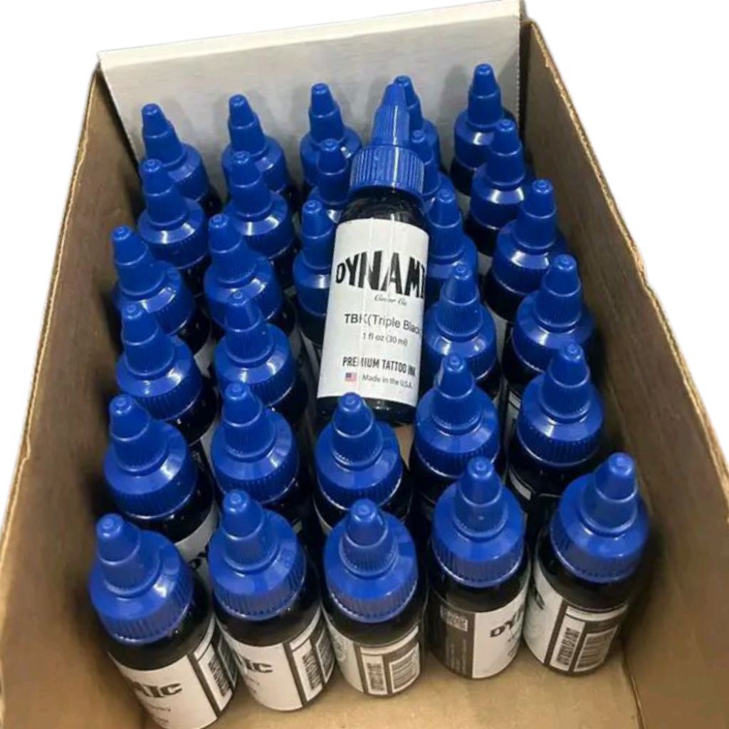 Dynamic tripleblack premium tattoo ink USA tinta tato tubuh dynamic TBK ½oz 1oz tutup biru tutup hit