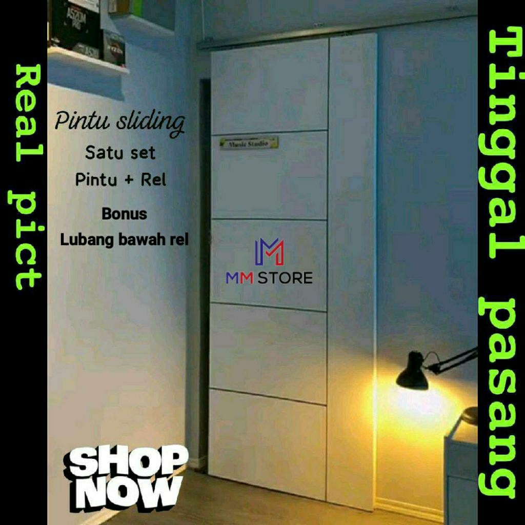 PINTU GESER / PINTU SLIDING SATU PAKET DAUN PINTU REL SLIDING TINGGAL PASANG