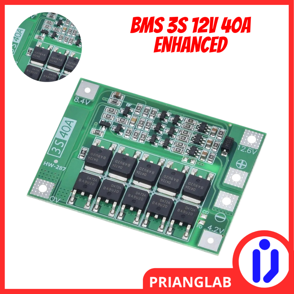 BMS 3S 40A ENHANCED 12V 11.1V 12.6V Baterai Li-ion Lithium 18650 Charger Module BMS 3S 40A 12.6V ENH
