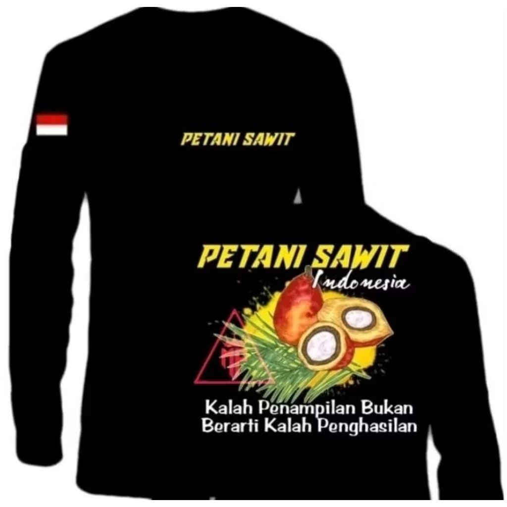 Kaos Lengan Panjang Petani Sawit Indonesia Desain Biji Sawit
