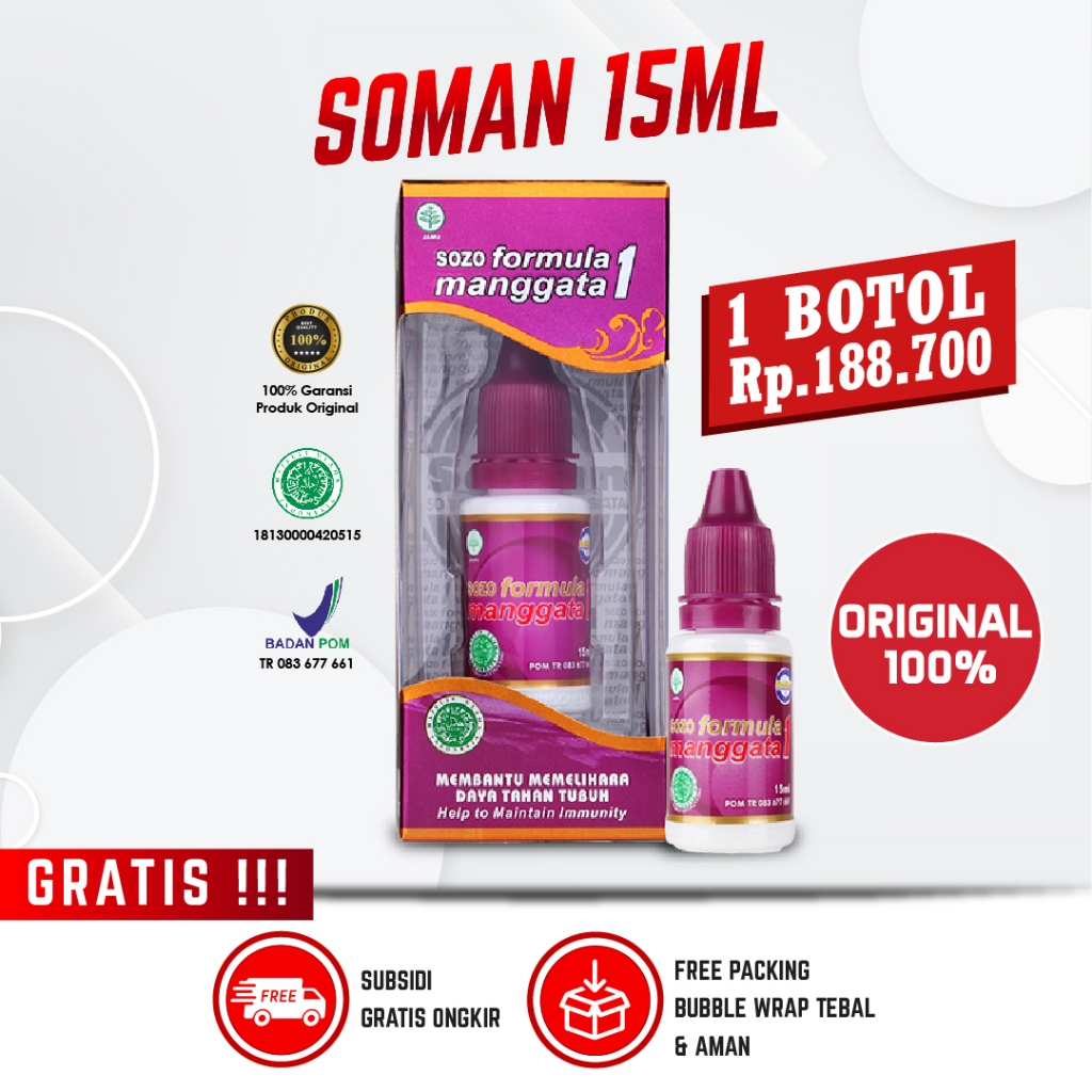 Soman 1 (Sozo Formula Manggata 1) 100% Original - British Propolis Sertifikasi  Halal MUI dan BPOM