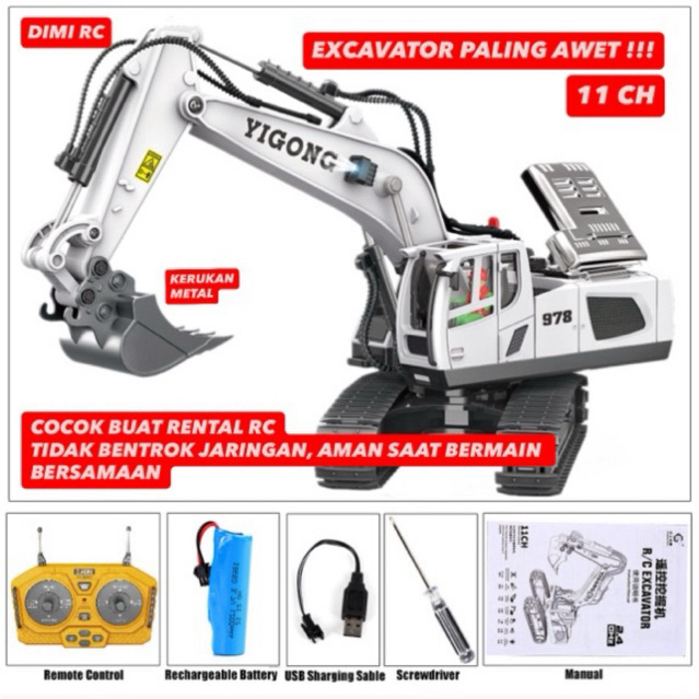RC Escavator Yigong, Rc Excavator Yigong, Remot control beko. Anti campur jaringan untuk rental RC