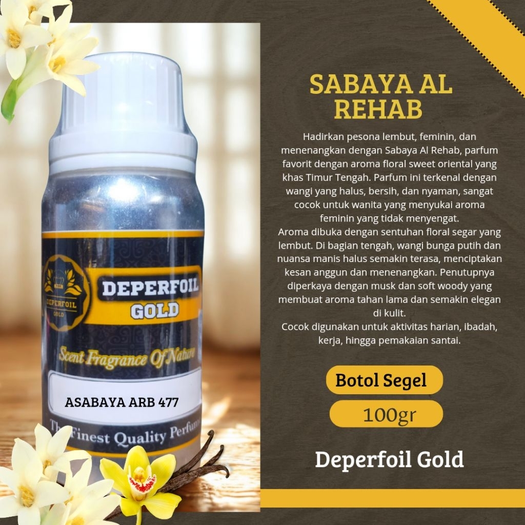 Deperfoil Gold Bibit Parfum Sabaya Al Rehab | Wangi Floral Sweet Arab