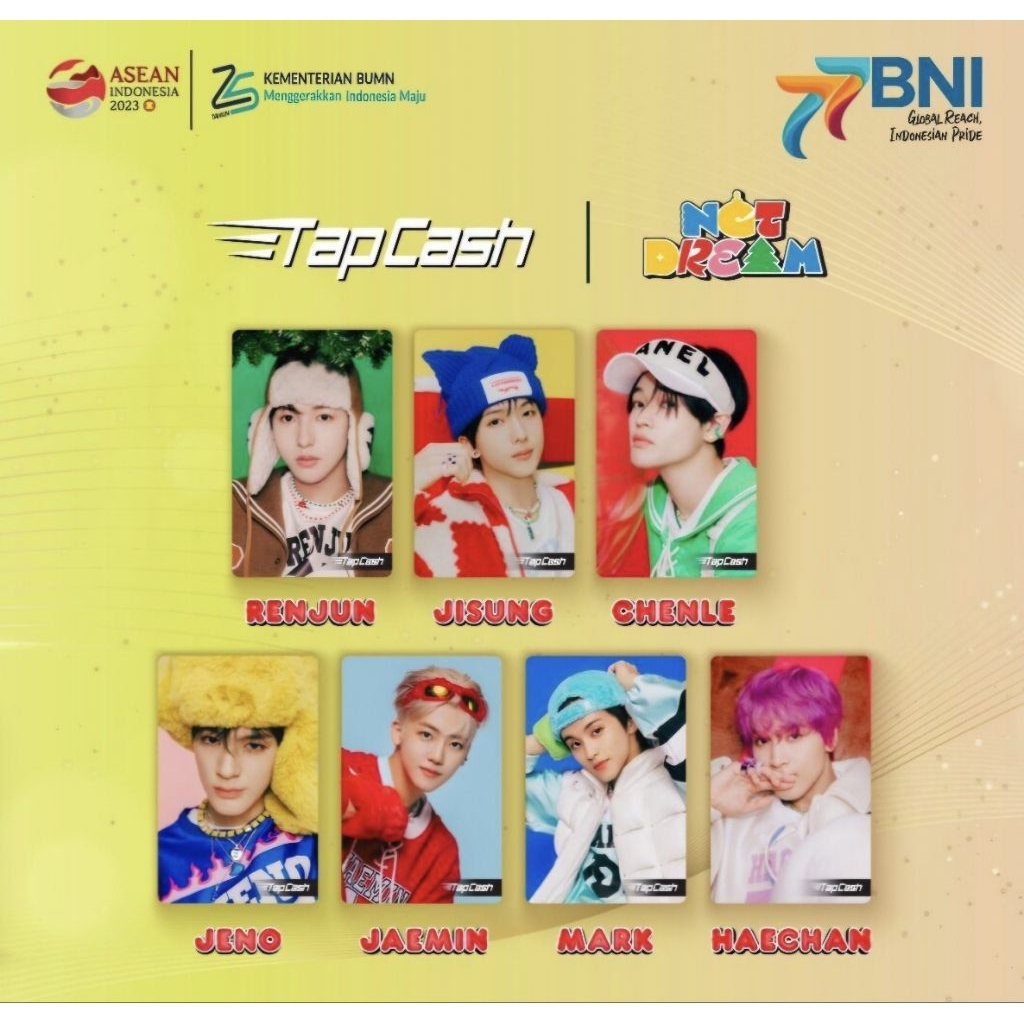 Tapcash BNI NCT Dream Official Mark Renjun Jeno Haechan Jaemin Chenle Jisung READY STOCK