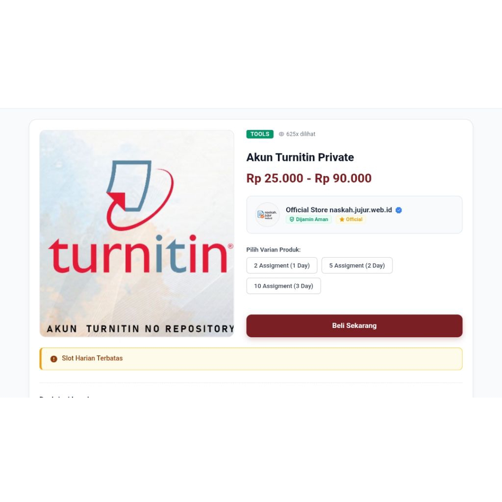 TURNITIN PRIVATE ACC, Check Plagiarism Mandiri