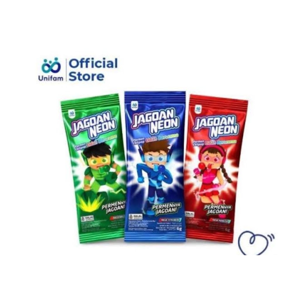 Permen Jagoan Neon Lolipop renceng & pack - permen rasa buah warna warni