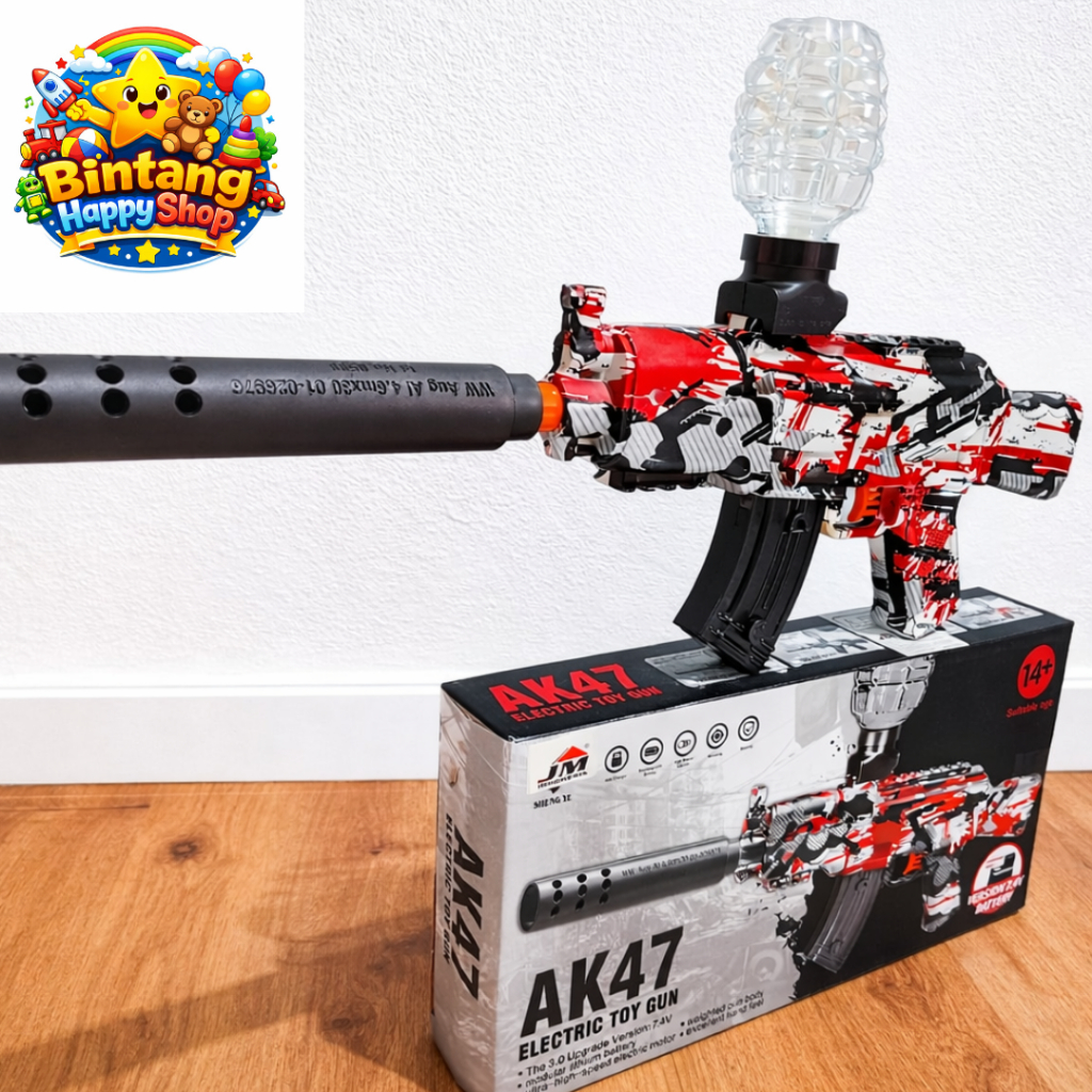 Mainan Tembakan Anak AK47 Gel Bullet Gun Blaster V3 7.4Volt