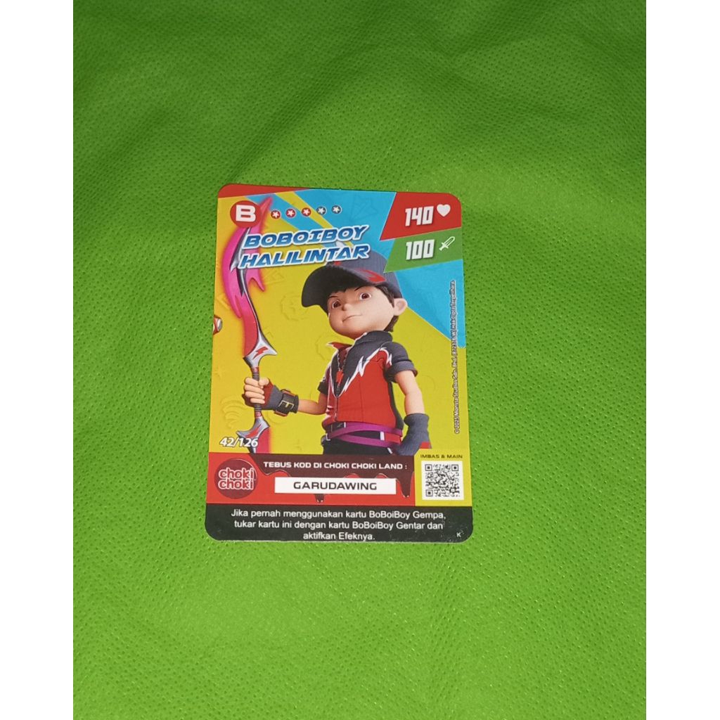 Kartu boboiboy halilintar monsta galaxy card choki choki season 2