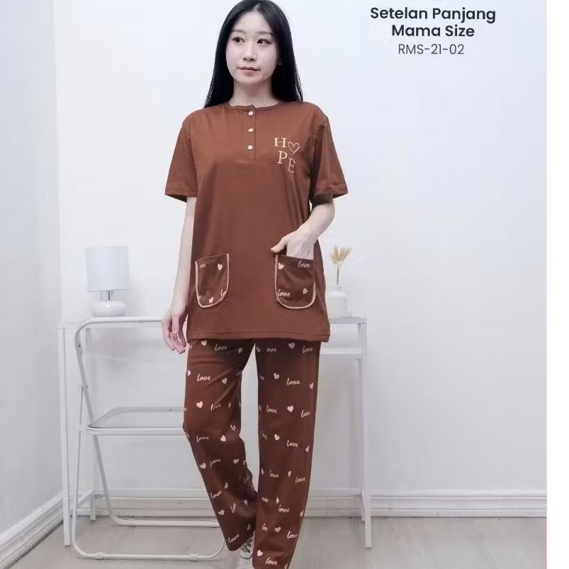 FOREVER SWEET Concept Baju Tidur Babydoll Setelan Piyama Mama Size  Mamasize CP Celana Panjang V 584