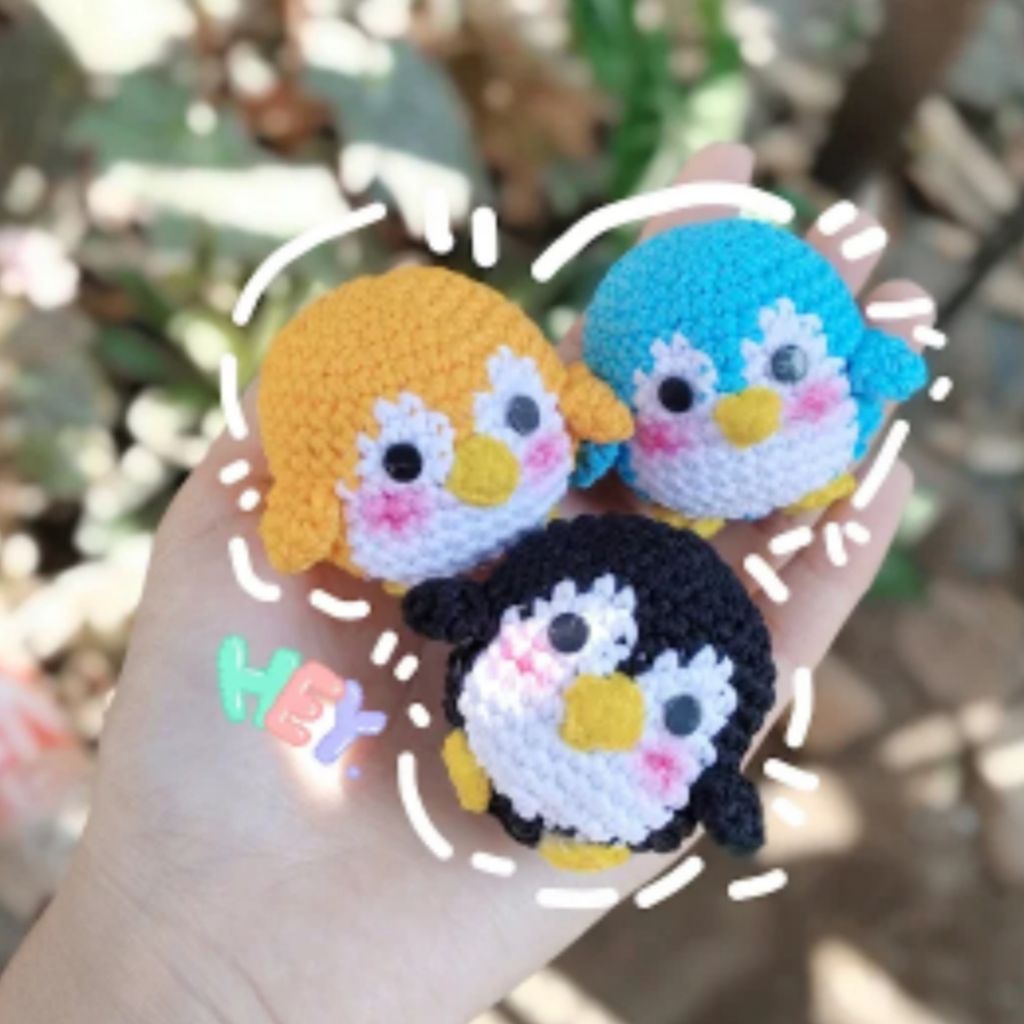 Amigurumi Pinguin Keychain | Gantungan Kunci Pinguin | Gantungan Kunci Rajut | Gantungan Kunci