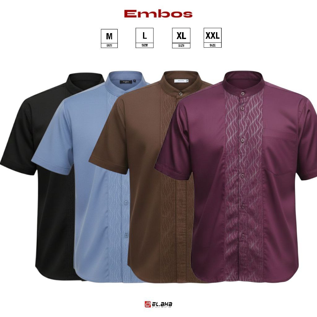 kemeja koko/baju koko pria terbaru mahogany hitam burgundy