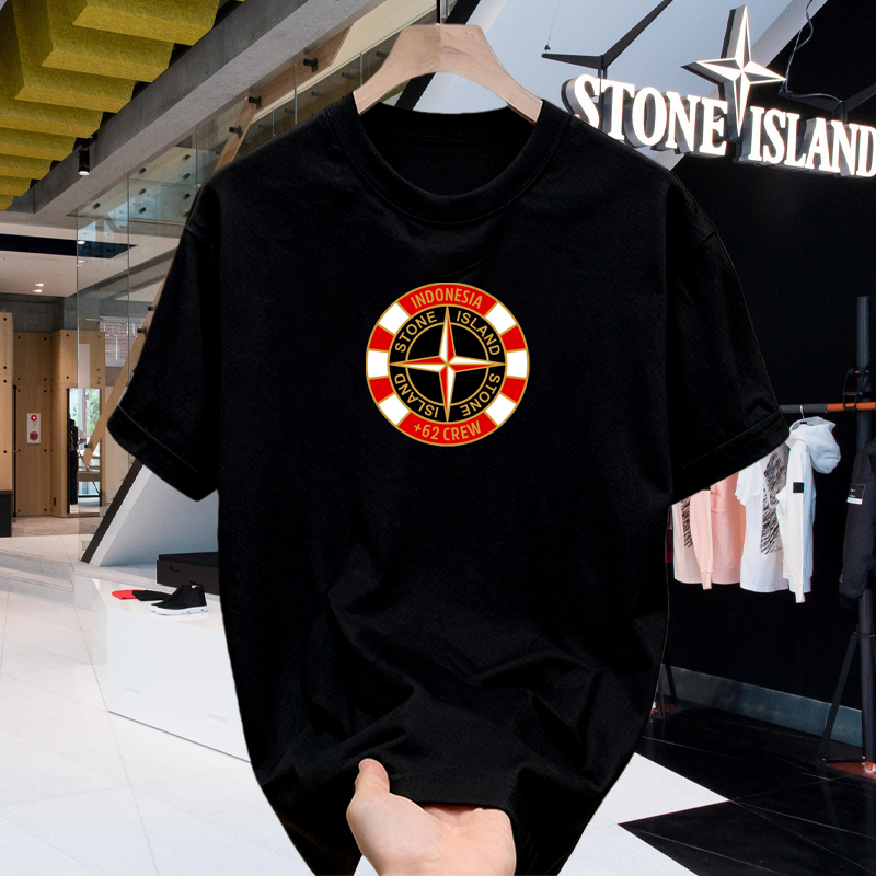 100% Original- Stone Island Kaos Katun Tebal Potongan Rapi Style Mewah & Maskulin
